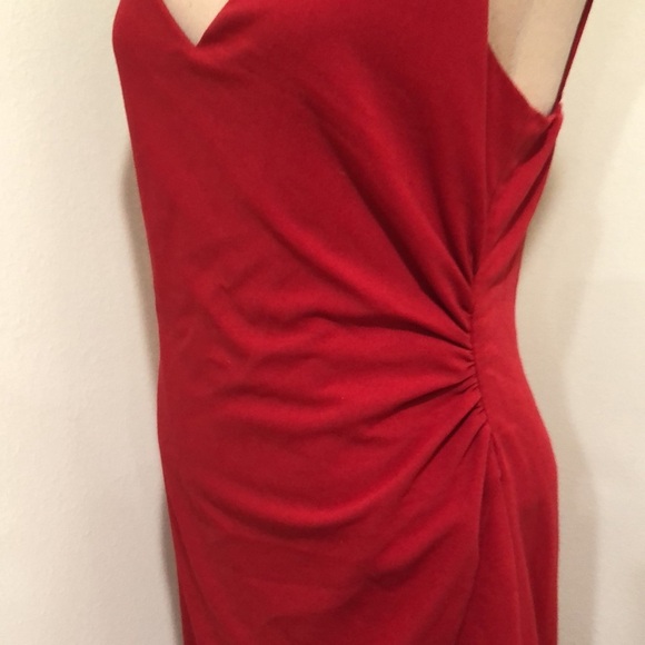 Black Halo Red Bowery Formal Maxi Dress Size 10 Ruched Slit Gown - Picture 4 of 11